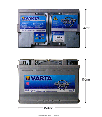 VARTA SILVER Dynamic AGM 570-901-076 サイズ イメージ