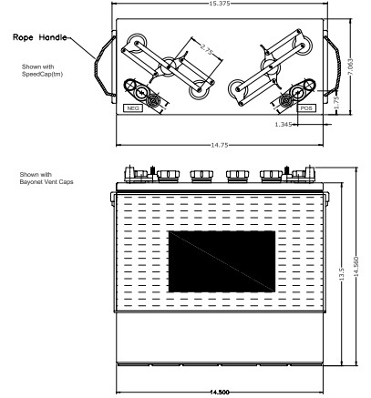 US Battery US185HC サイズ イメージ